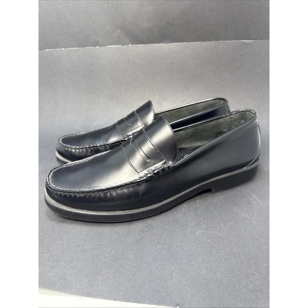 Brassboot Black Leather Men's Dress Loafers 13 M Shoes w Vtg Shoe Tree Stretcher
